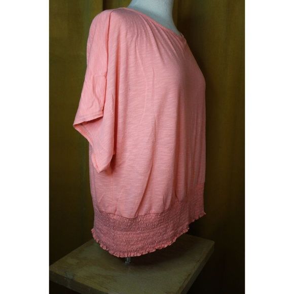 CATO Women XL Peach Off the Shoulder Short Sleeve Stretchy Bottom Blouse - Picture 2 of 12